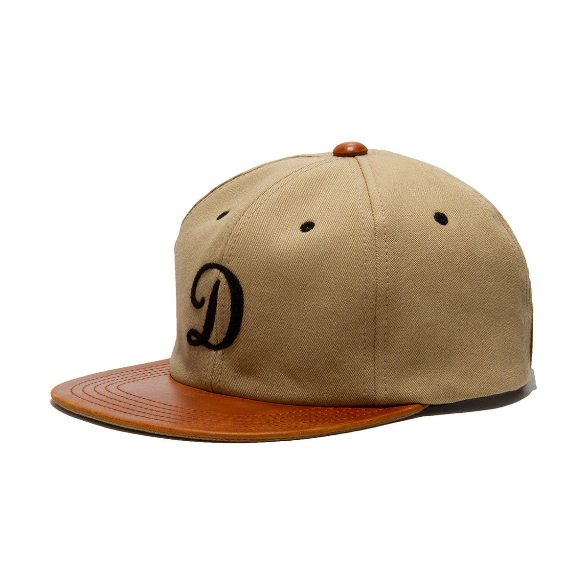 Recall Clothing | Geneva | THE H.W.DOG&CO | Beige Cotton Baseball Cap with  Leather Brim (D-00796)