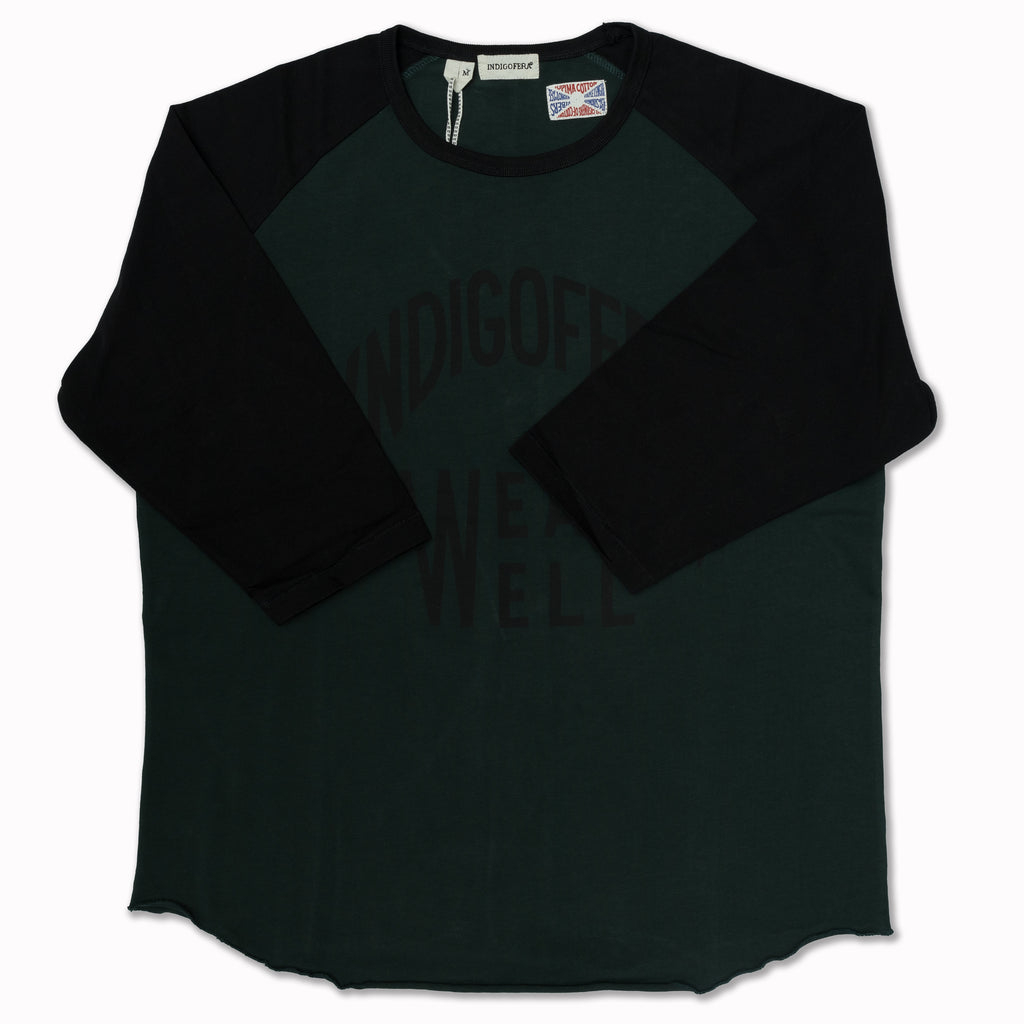 Indigofera Leon Baseball Tee - Black/phthalo S