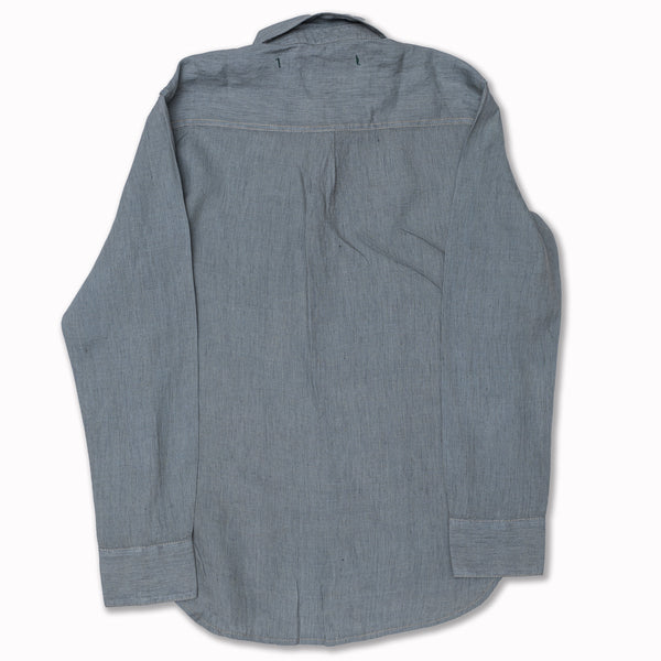 Long Sleeves Shirt in Striped Moonlight Blue Linen (310 SV474)