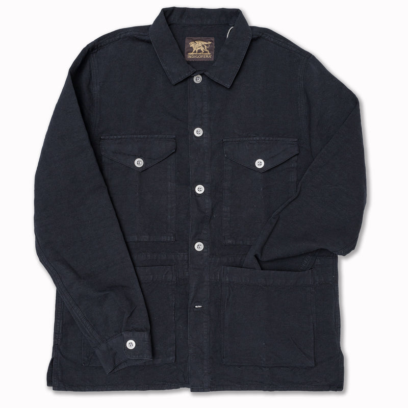 Holt Shirt in Marshall Black Cotton / Linen Blend