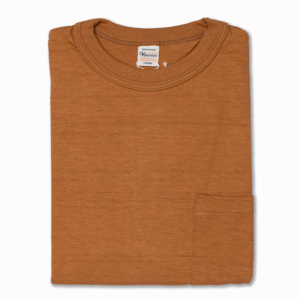Loopwheeled Pocket T-Shirt in Dark Orange Cotton (Lot. 4601)