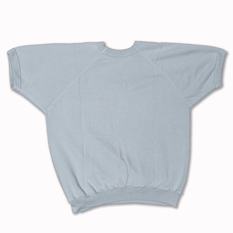 Loopwheeled Short Sleeves Pocket Sweater in Baby Blue Cotton (Lot. 4085)