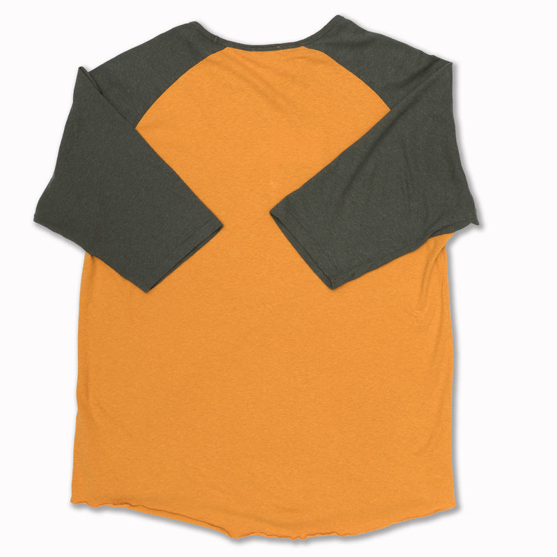 Leon Raglan 3/4 Sleeves in Orange and Green Resin Cotton/Hemp blend