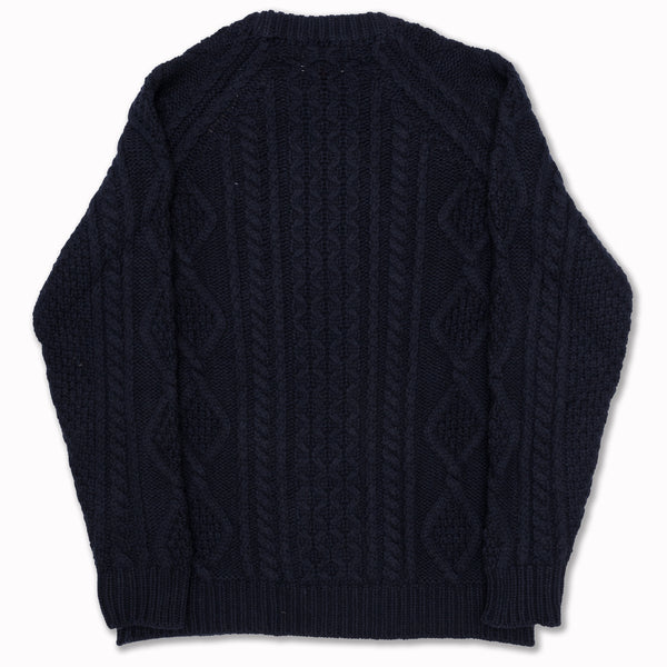 Cable Crewneck STEVE in Navy Cashmere/Merino Wool blend