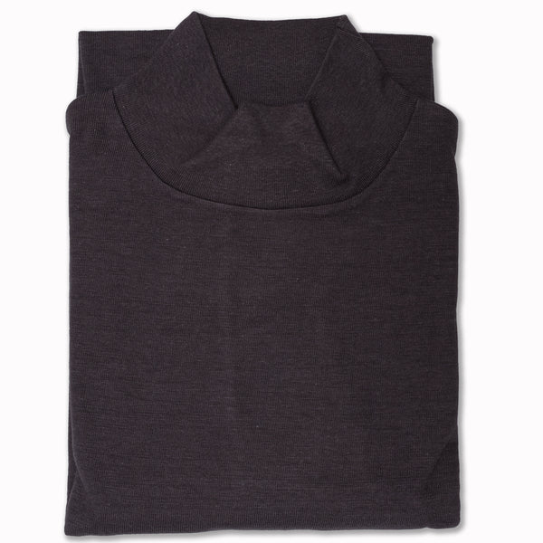 Loopwheeled Mock Neck Long Sleeves T-Shirt in Sumikuro Cotton (Lot. 5910)