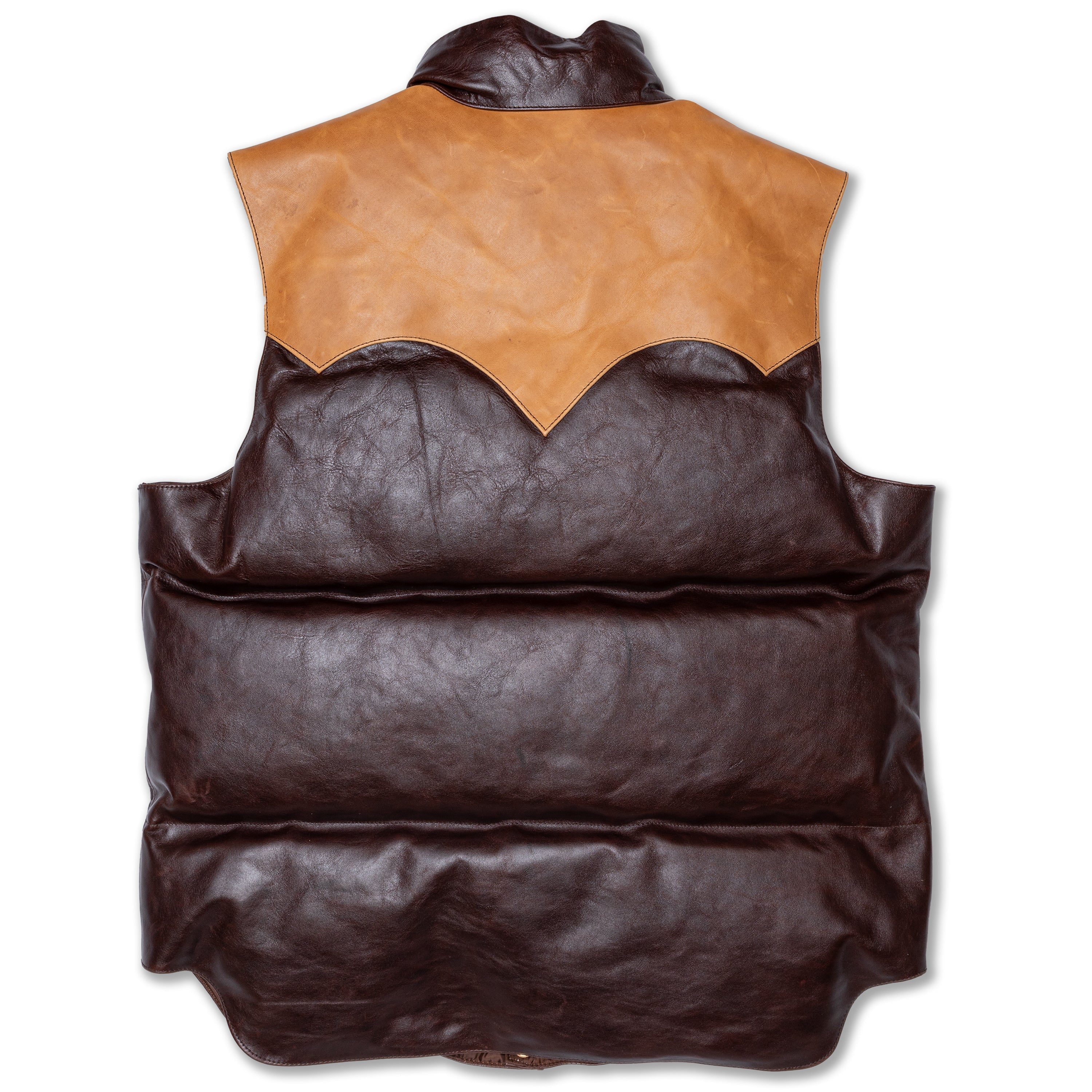 CHALLENGER Down Vest Duo-Tone in Seal Brown Shinki Hikaku Horsehide  (RCL-10083D)