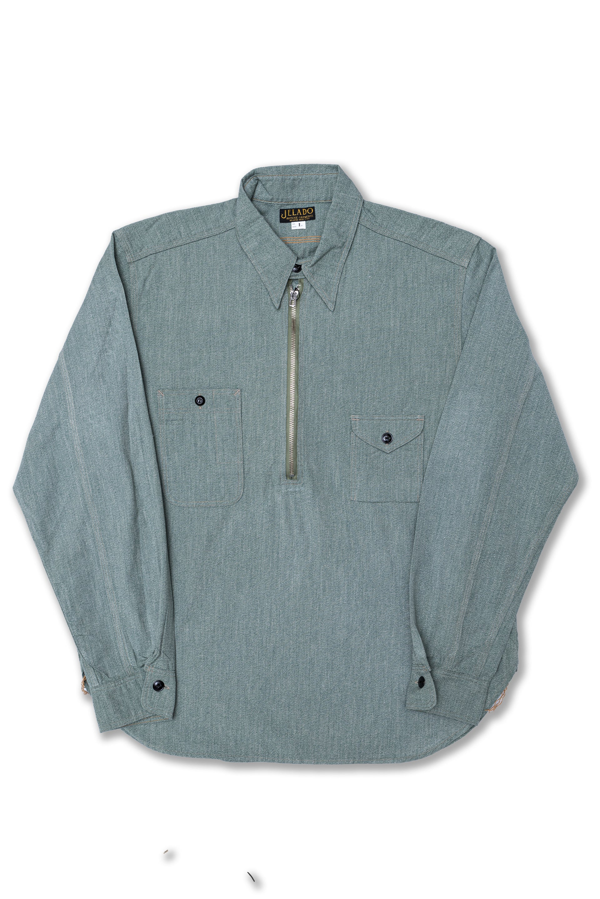 Recall Clothing | JELADO | Ciggy Shirt in Green Chambray (AG01108)