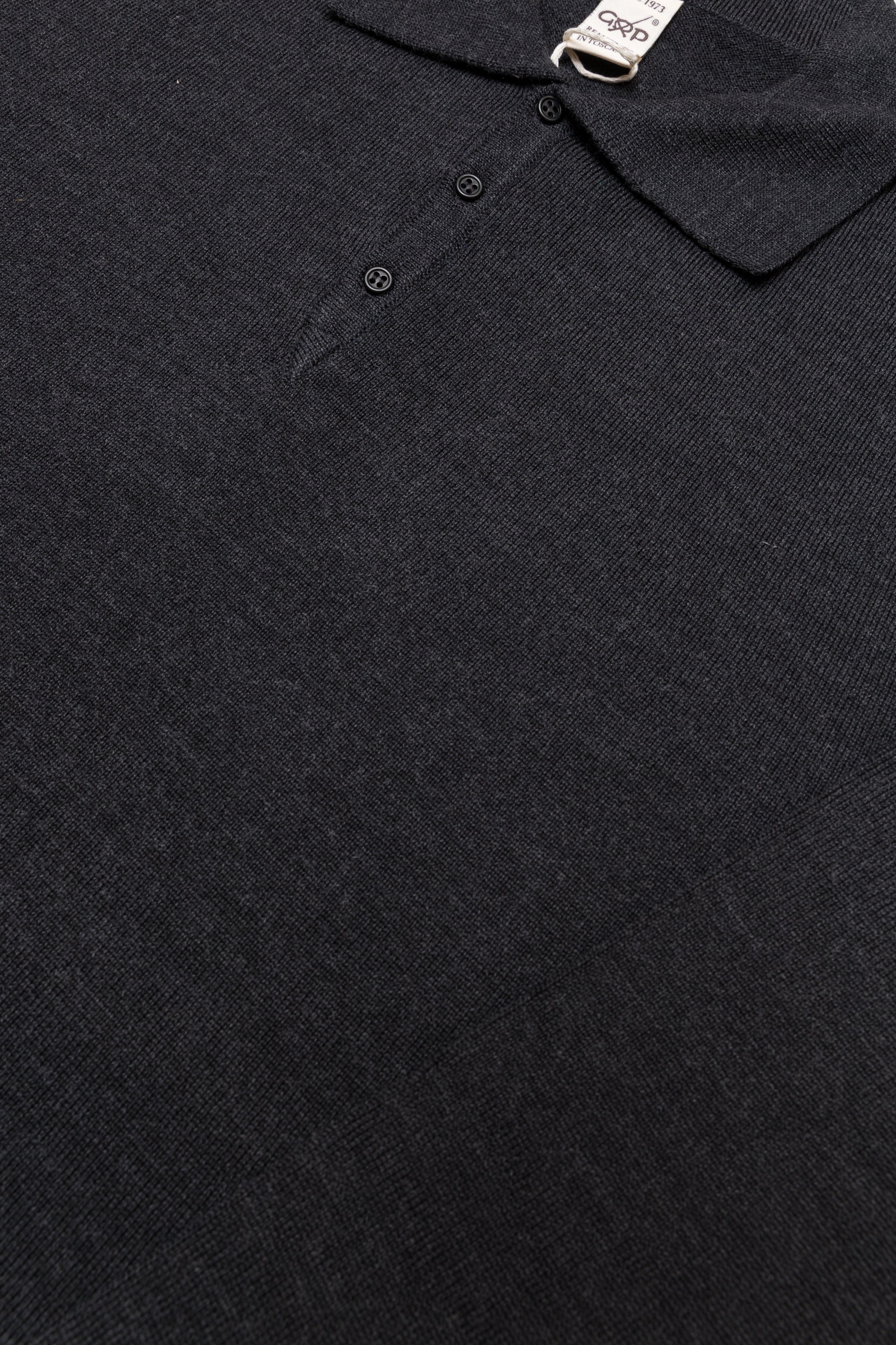 Sailor L/S Polo in Charcoal Fine Merino Wool