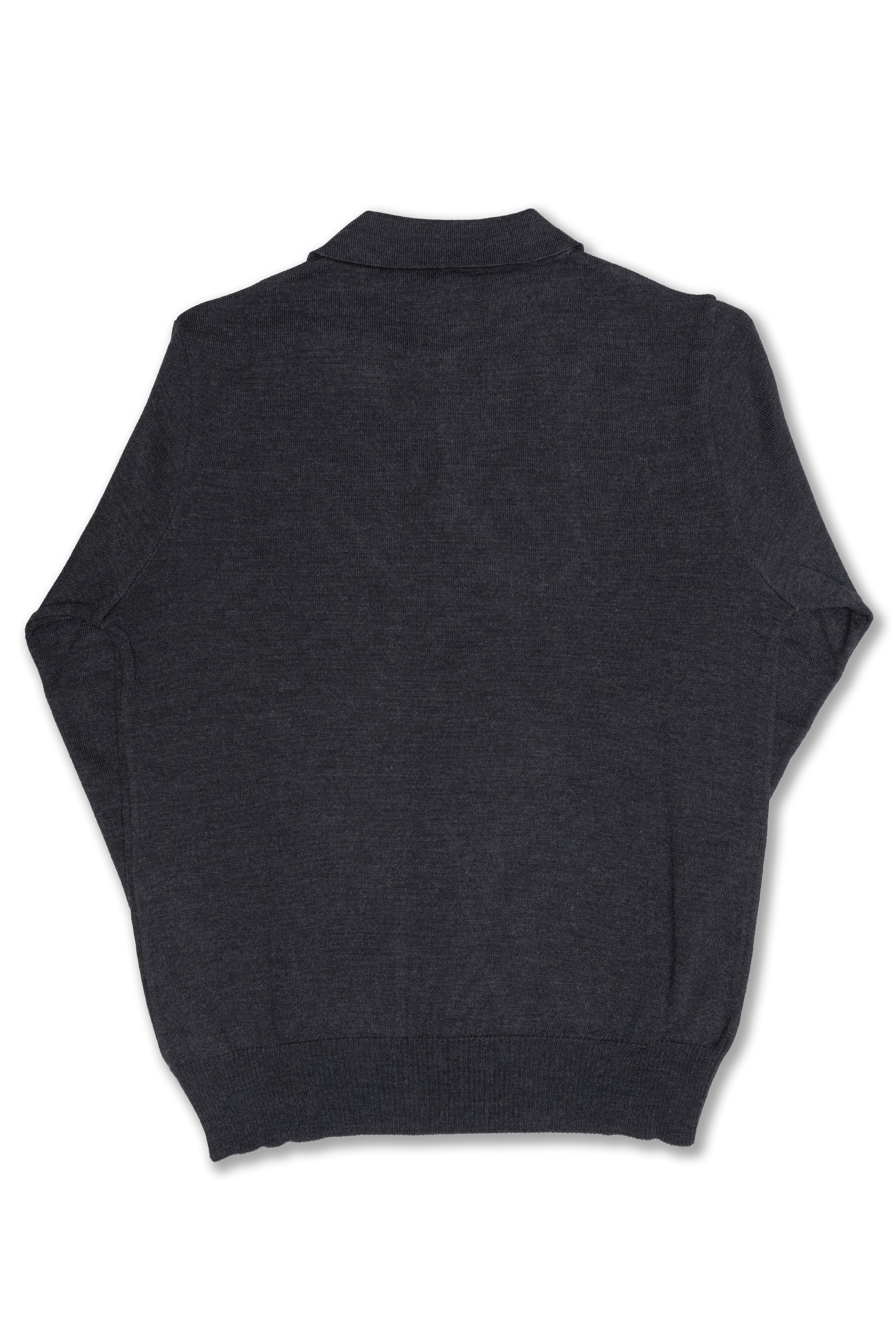 Sailor L/S Polo in Charcoal Fine Merino Wool