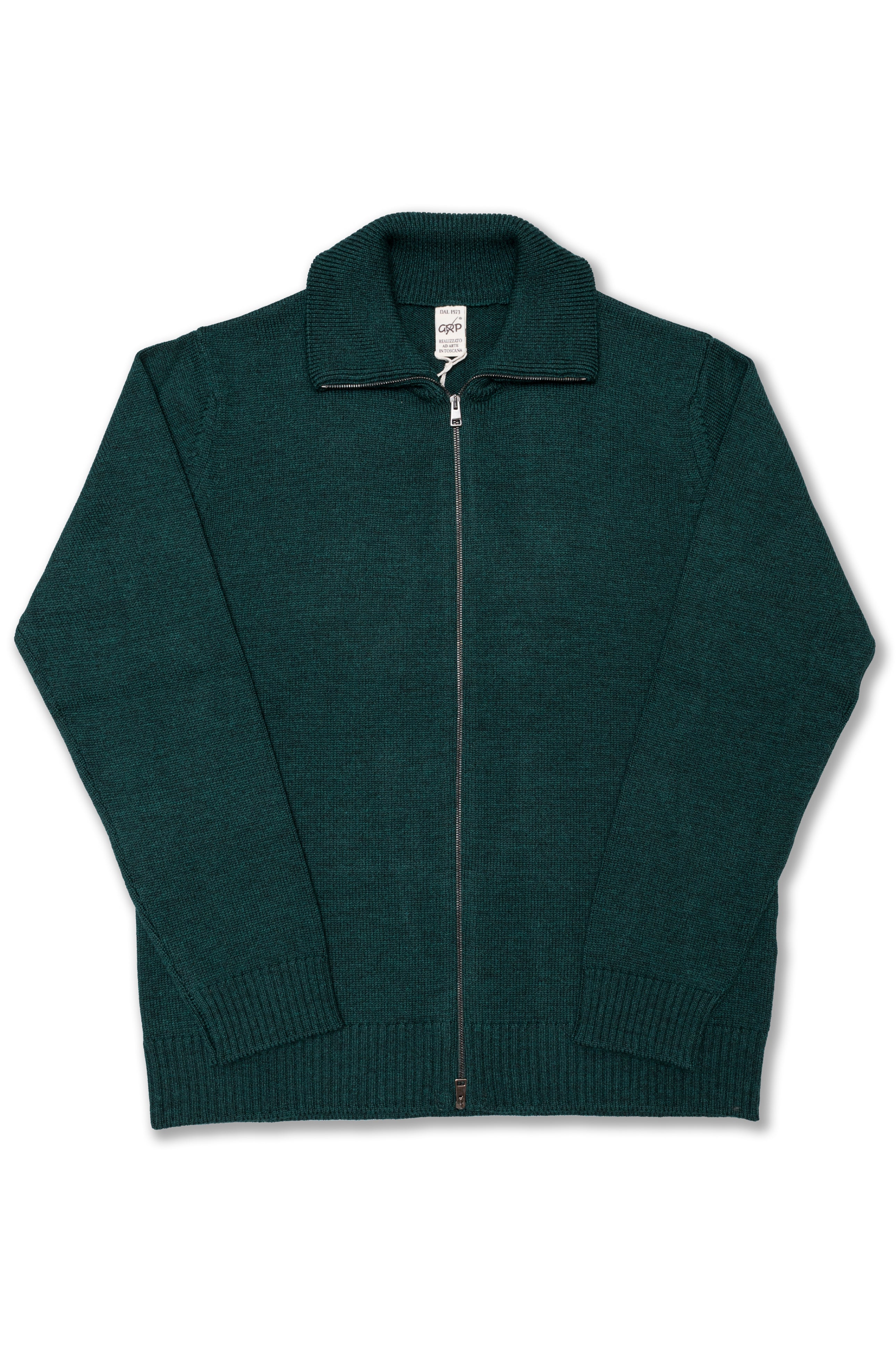 Zip Jacket TEC7.04 in Emerald Green Fine Merino Wool