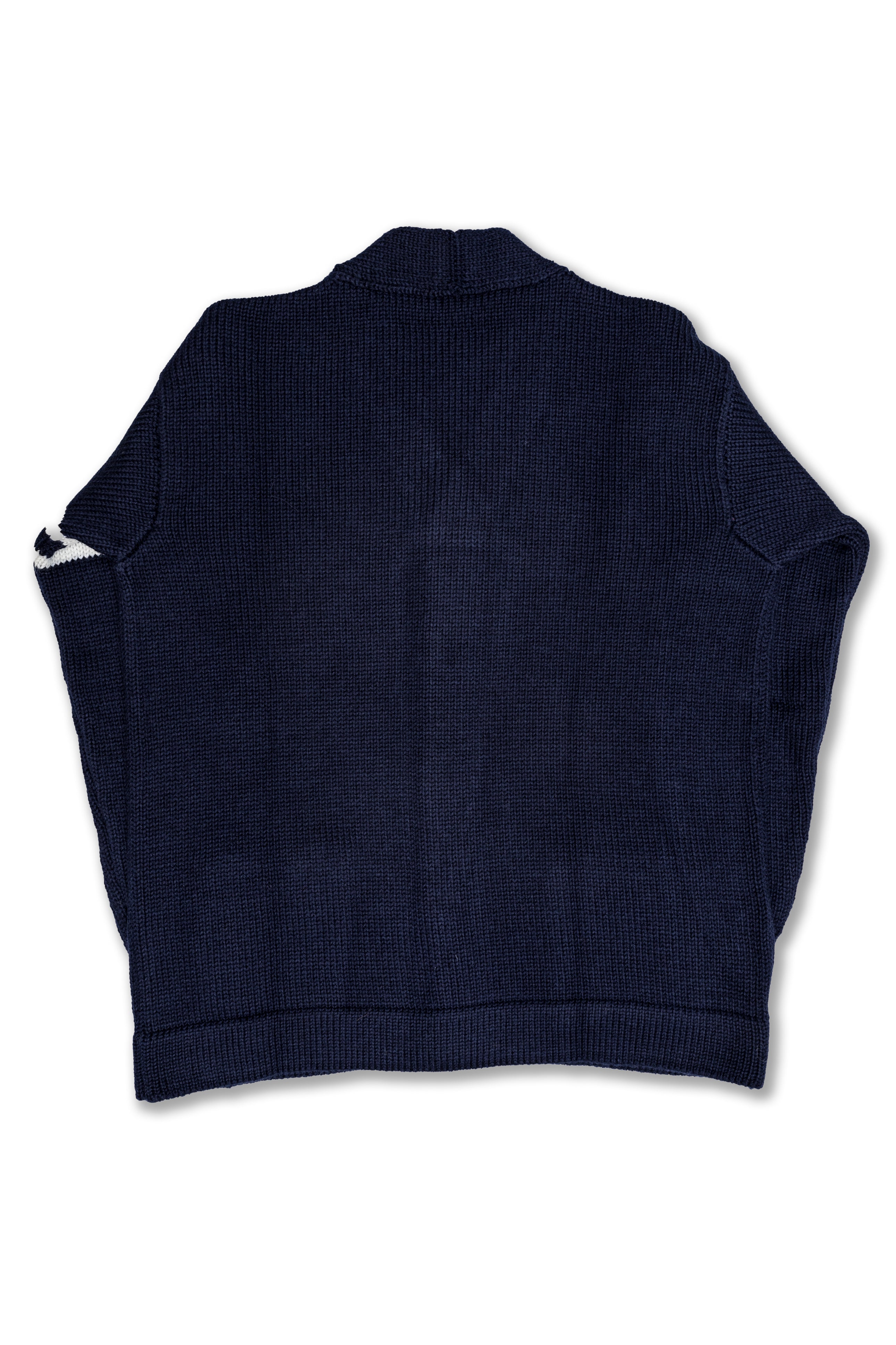 College Cardigan in Blue/Ecru Merino Wool