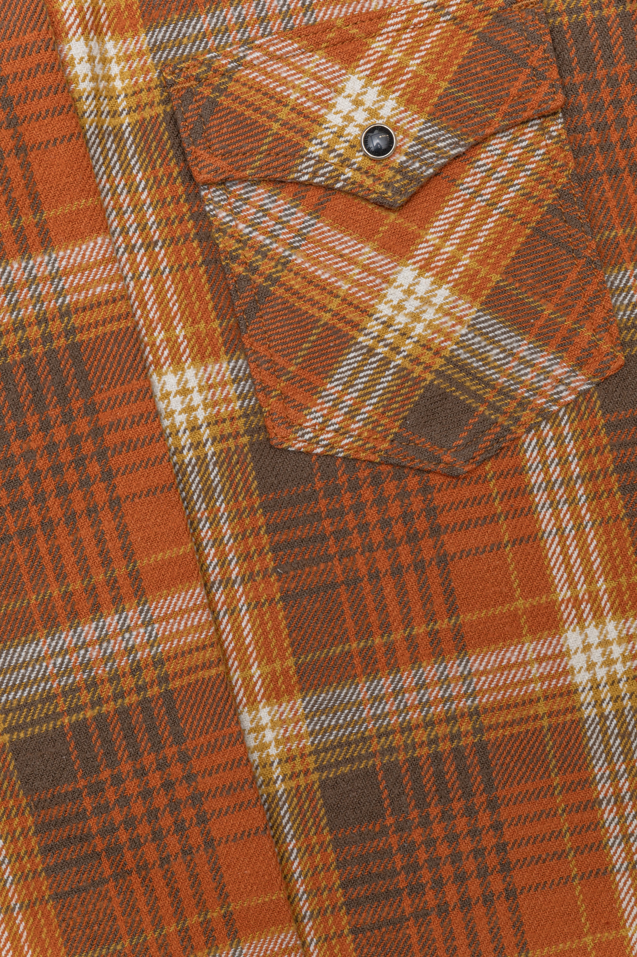 12oz Slubby Heavy Flannel Check Western Shirt in Orange Check (IHSH-399-ORA)