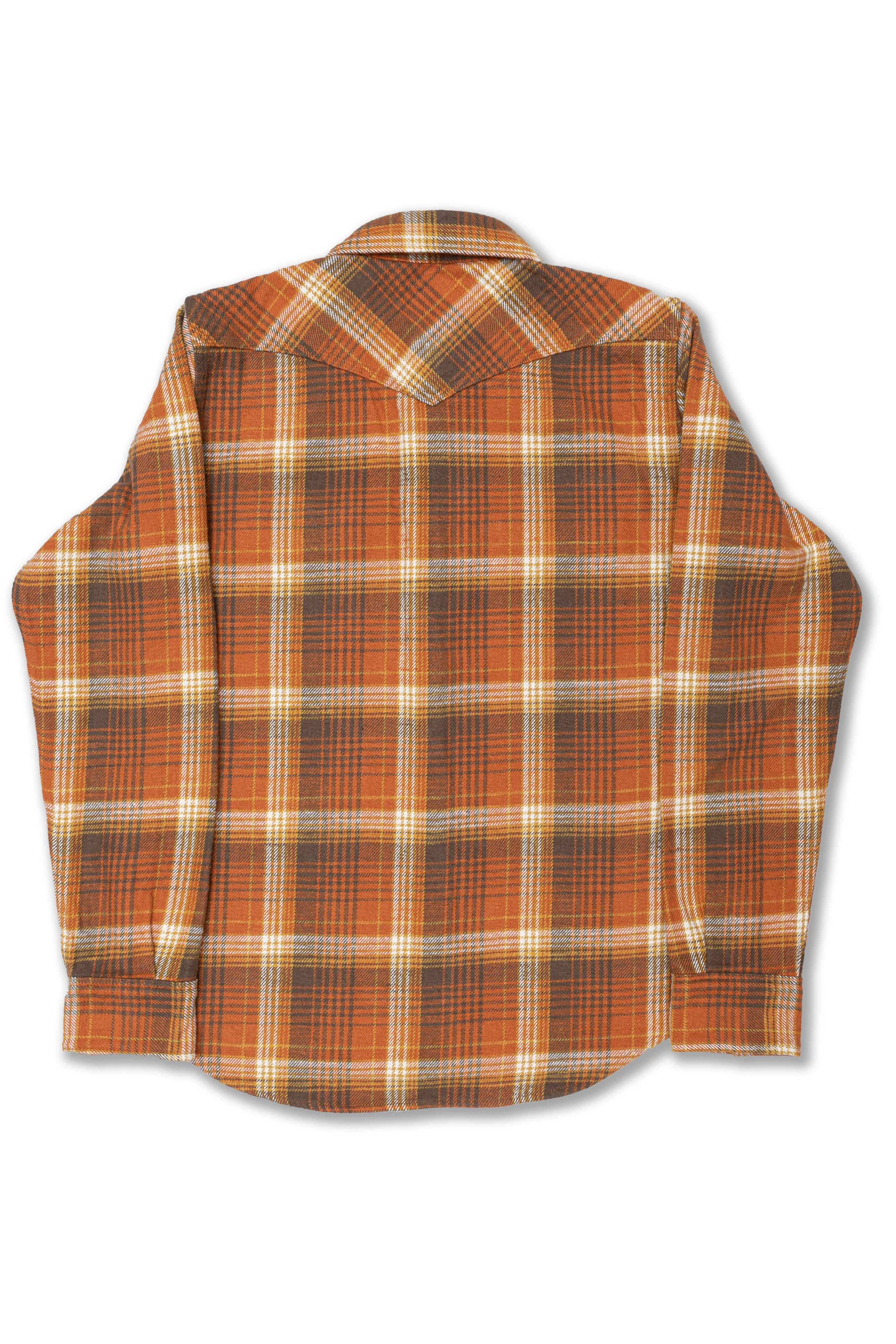 12oz Slubby Heavy Flannel Check Western Shirt in Orange Check (IHSH-399-ORA)