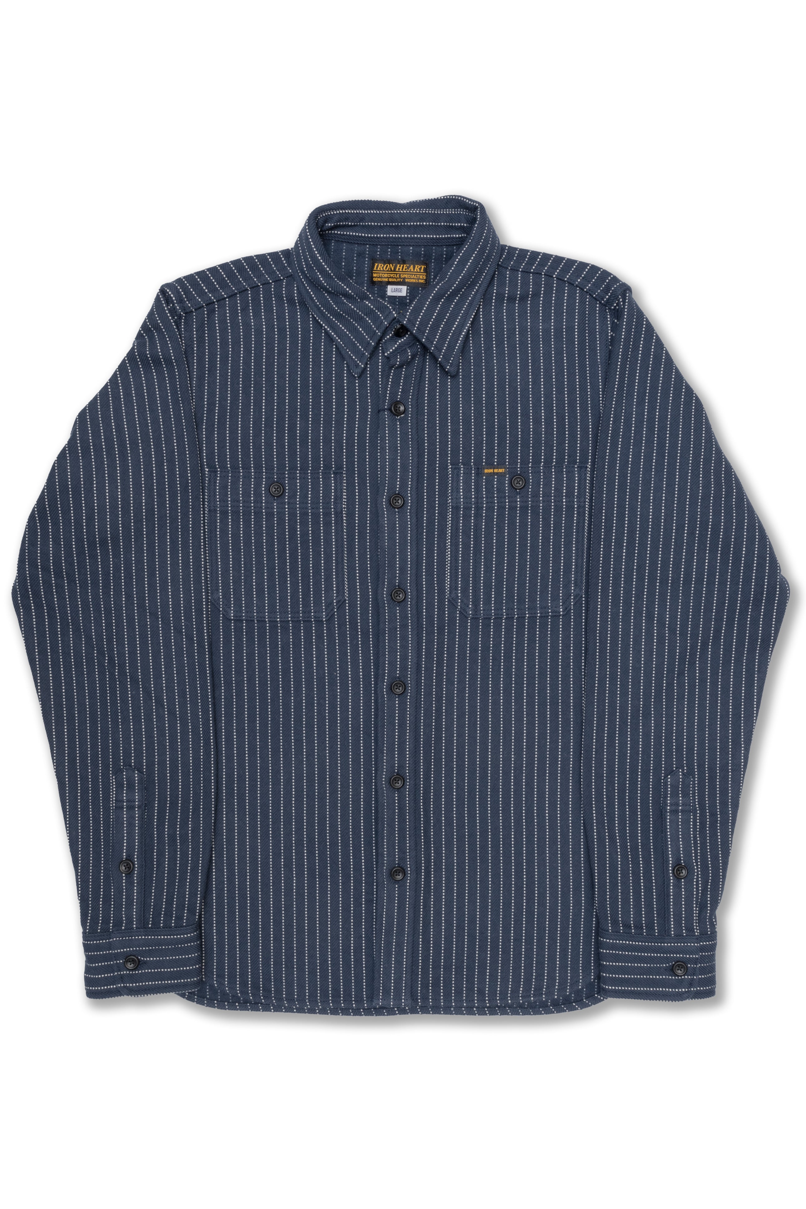 12oz Ultra Heavy Flannel Chalk Stripe Work Shirt (IHSH-402-NAV)