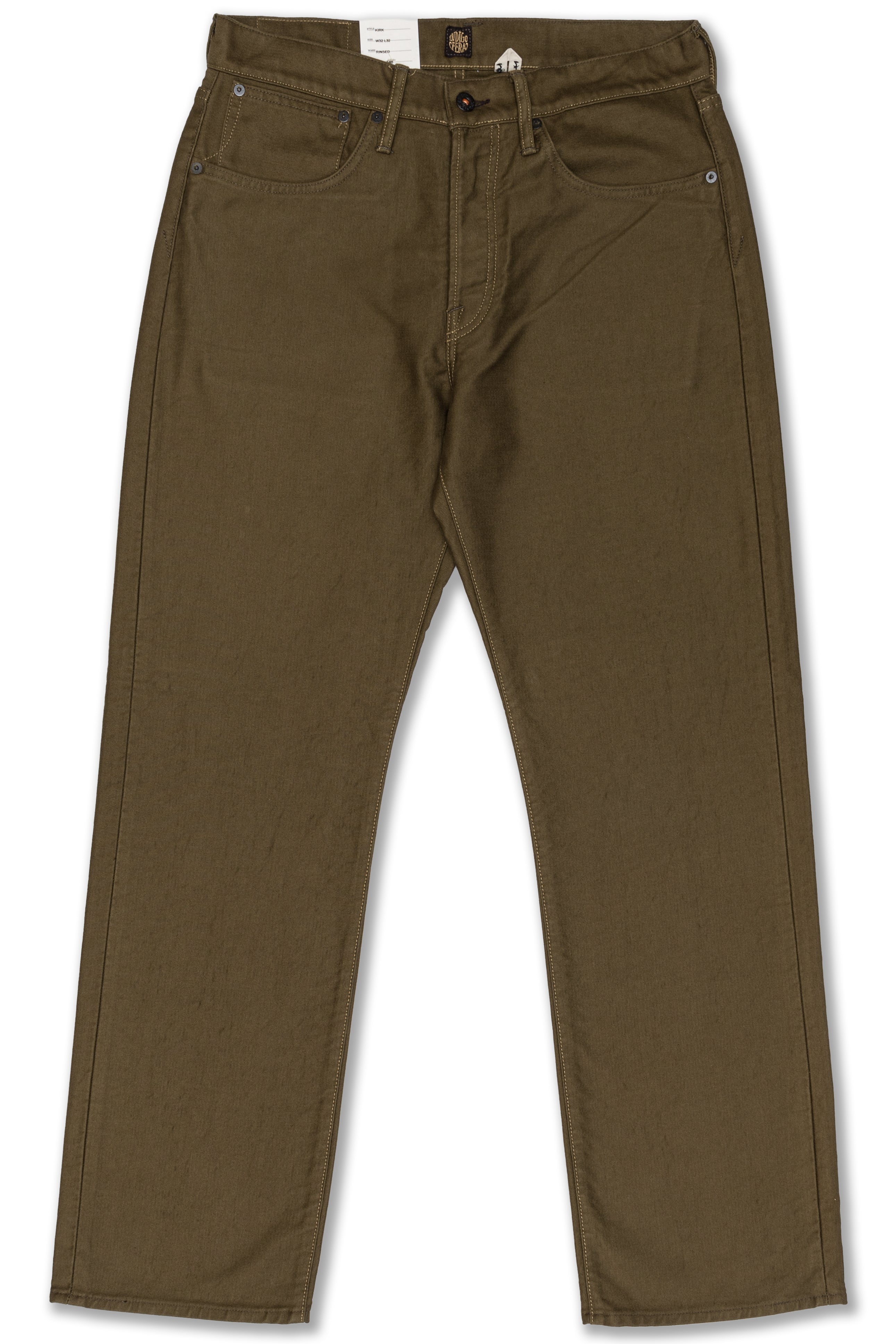 Kirk Pants in Dark Green Rinsed Bedford