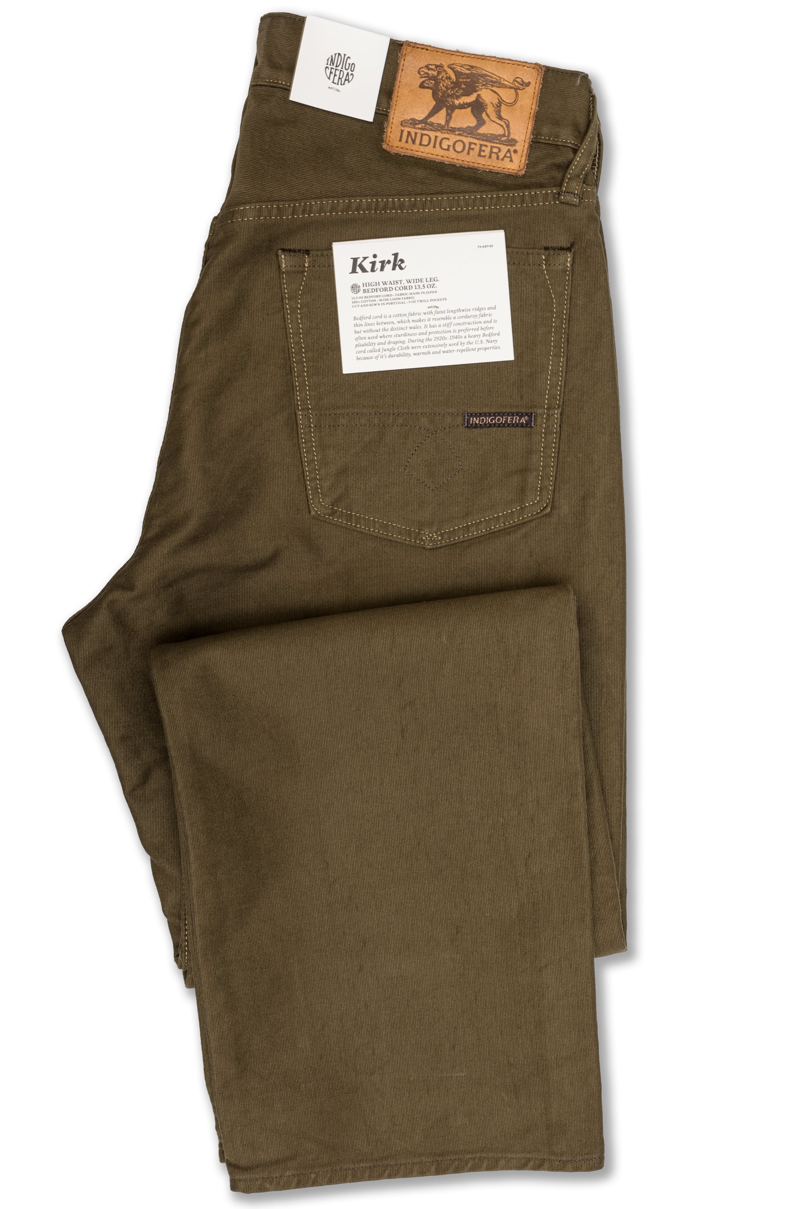 Kirk Pants in Dark Green Rinsed Bedford