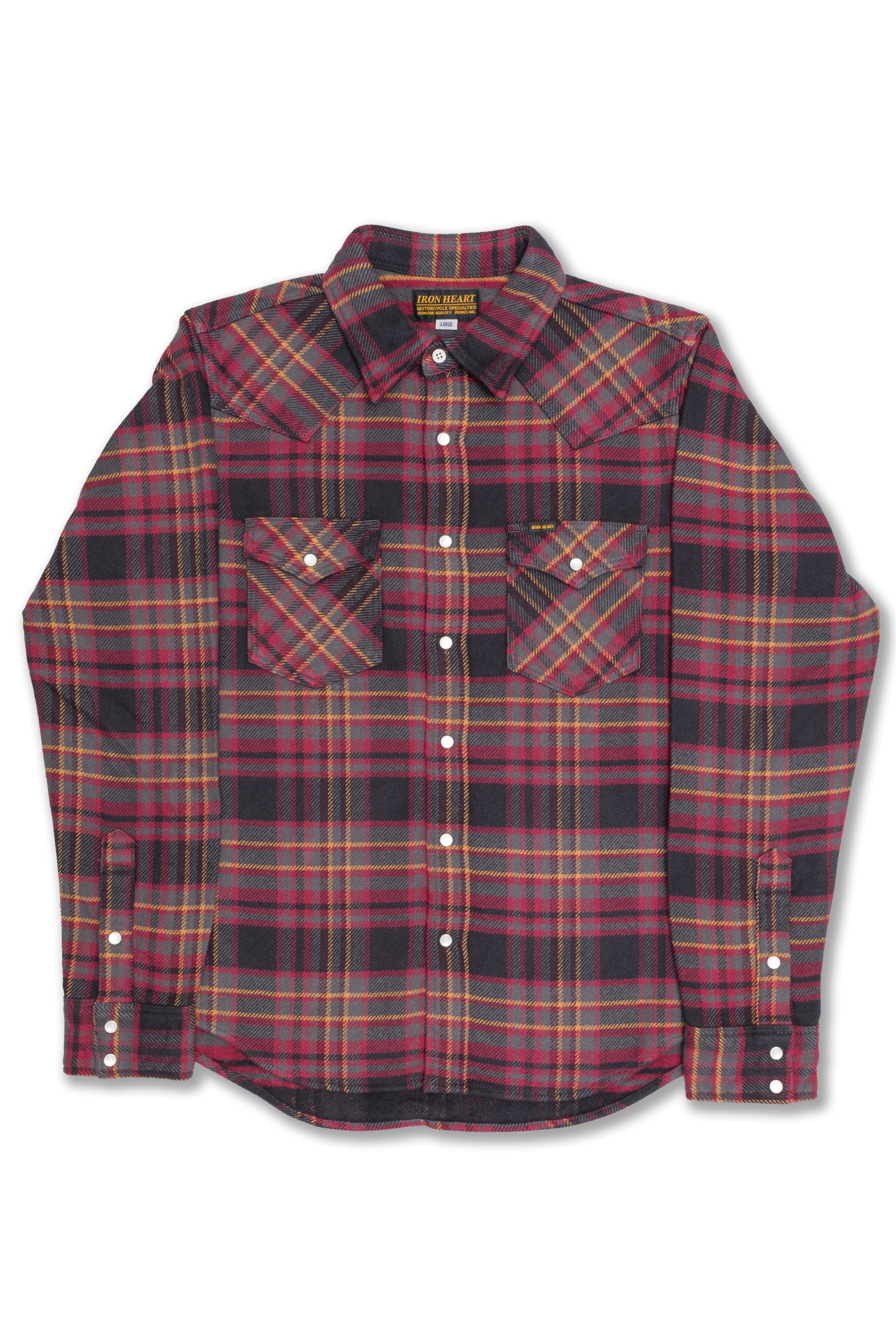 11oz Ultra Heavy Flannel Line Check Western Shirt in Grey (IHSH-403-GRY)