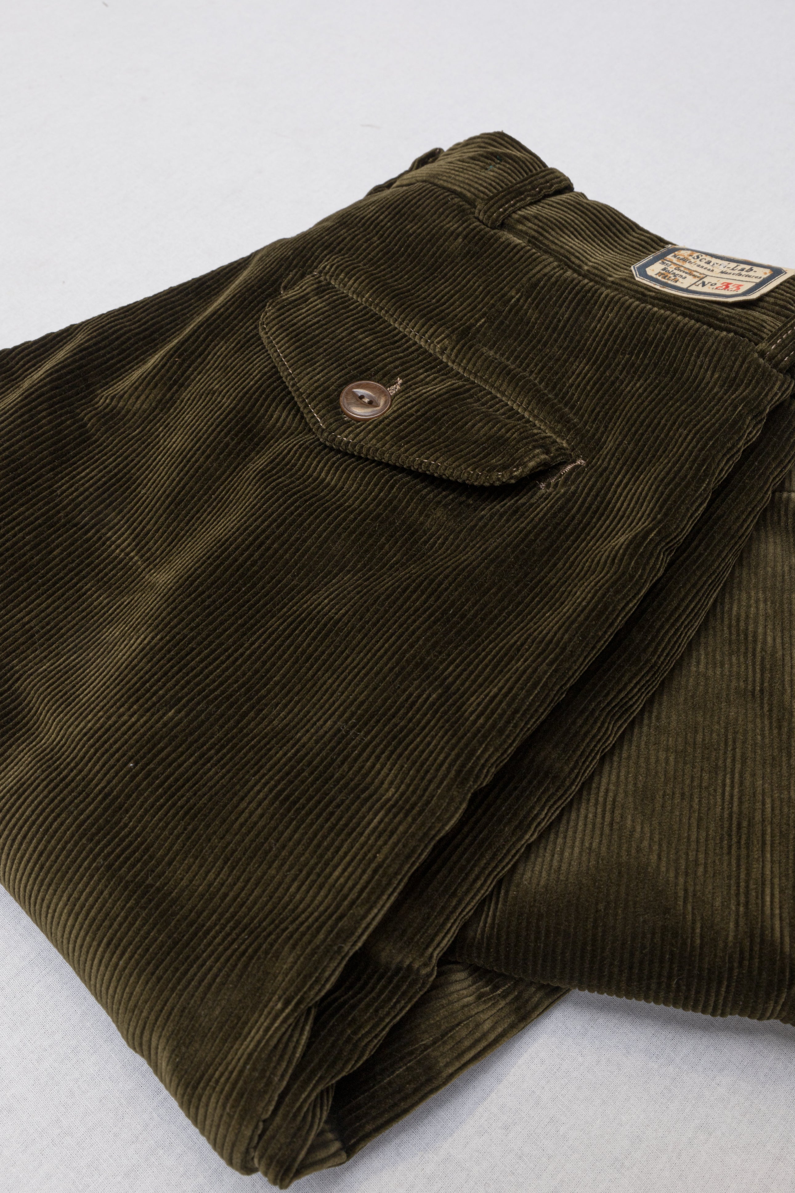 Trousers 122SN814 in Green Corduroy