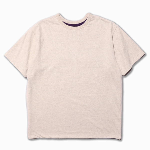 Loopwheeled Reversible T-Shirt in Oatmeal/Grape Cotton (AB82223)