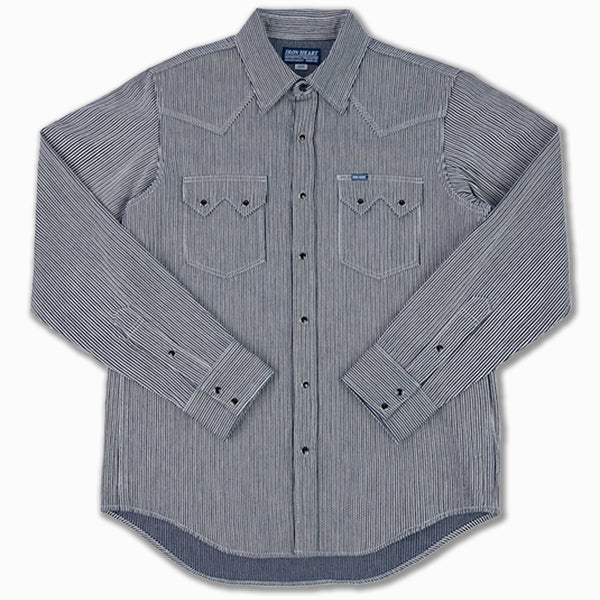8oz Indigo Herringbone Hickory Stripe Sawtooth Western Shirt (IHSH-365-IND)