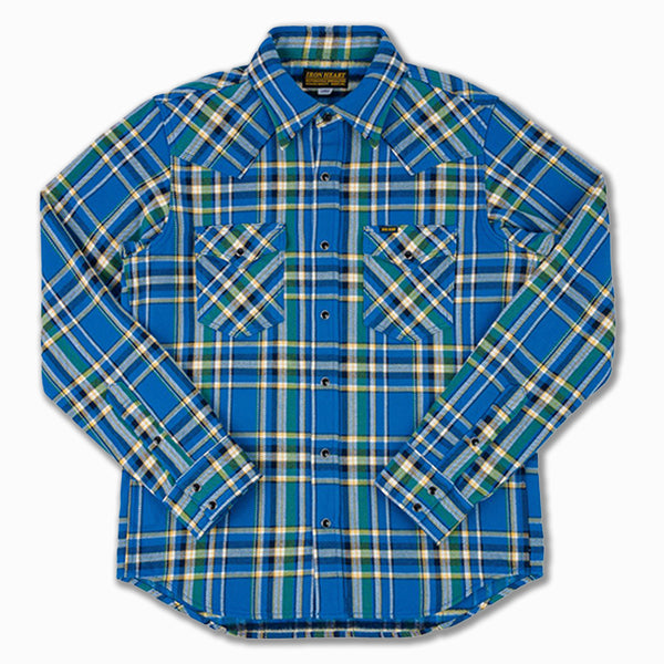 Ultra Heavy Flannel Tartan Check Western Shirt in Blue (IHSH-370-BLU)