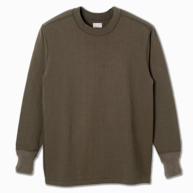 Cotton Crewneck Thermal in Olive