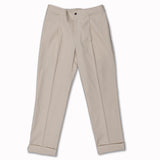 AAVICENNA Single Pleat Easy Pants in Cream Cotton Ripstop