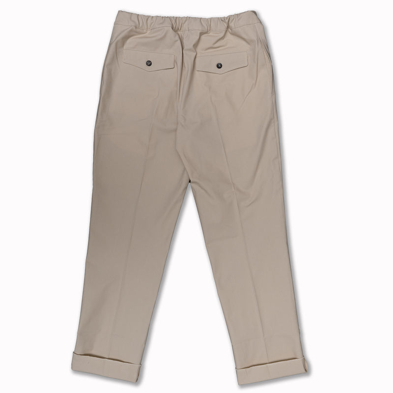 AAVICENNA Single Pleat Easy Pants in Cream Cotton Ripstop