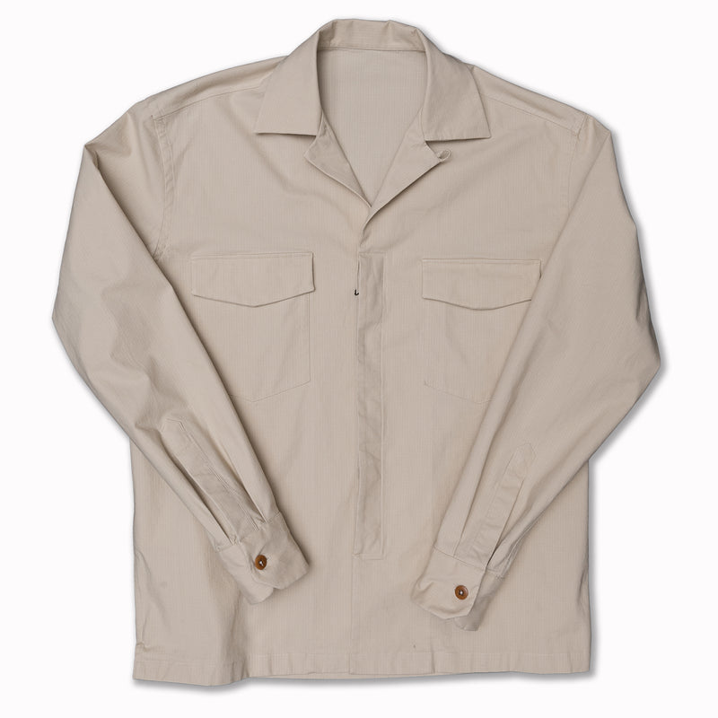 AALGERI Shirt Jacket in Cream Cotton Ripstop