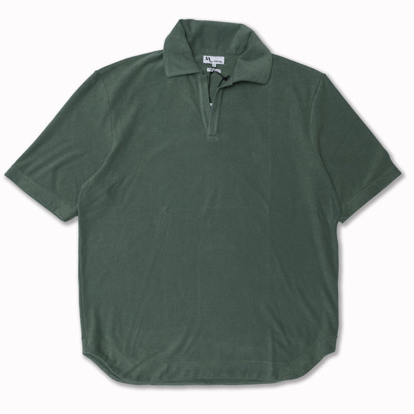AATTILIO Short Sleeves Polo in Aqua Green Terry Cloth