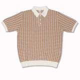 Short Sleeves Polo in Pied-de-poule Cotton/Linen Blend