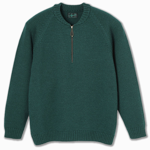 Half-Zip Sweater in Green Wool