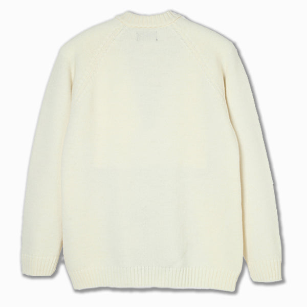 Half-Zip Sweater in Off White Wool
