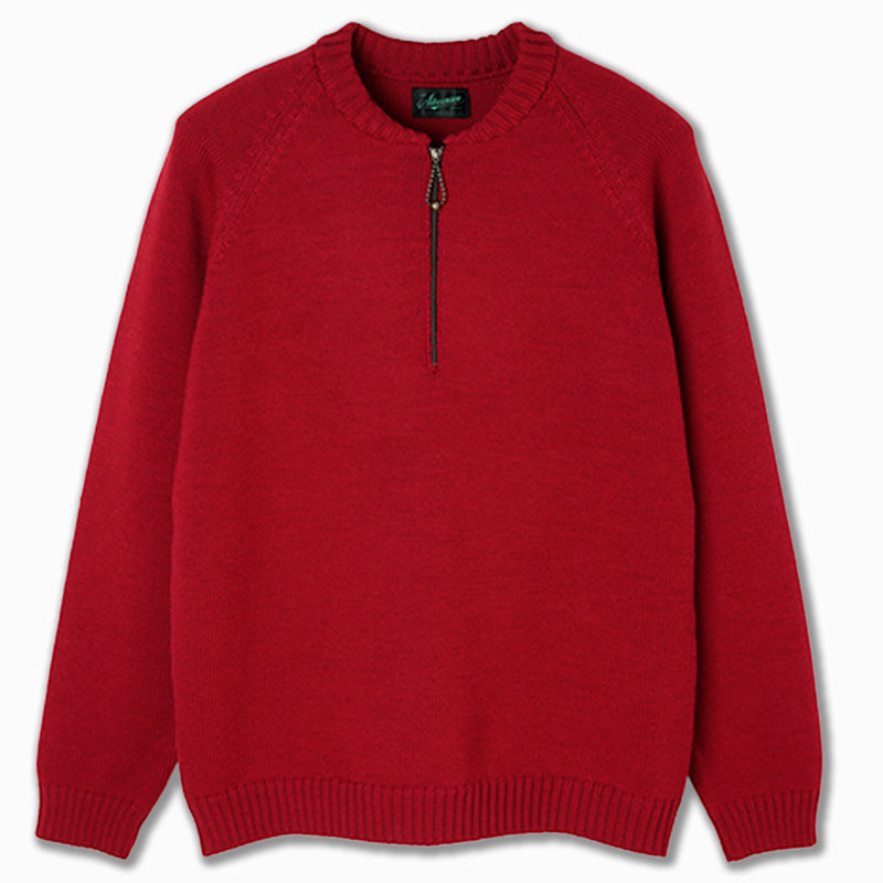 Half-Zip Sweater in Burgundy Wool