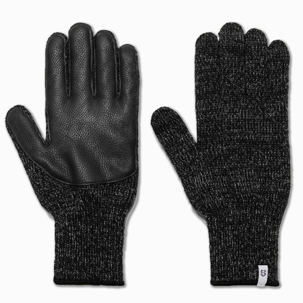 Black Melange with Black Deerskin Full Glove