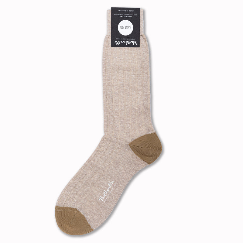 HAMADA Socks in Cream Linen/Egyptian Cotton Blend