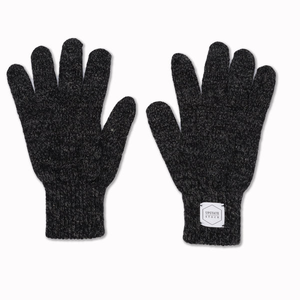 Black Melange Ragg Wool Full Glove
