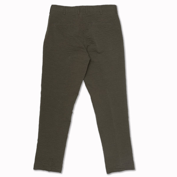 AANTIOCO Trousers in Green Pinstripe Seersucker