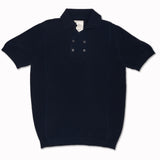 MAX1 Short Sleeves Polo in Blue Cotton Crepe