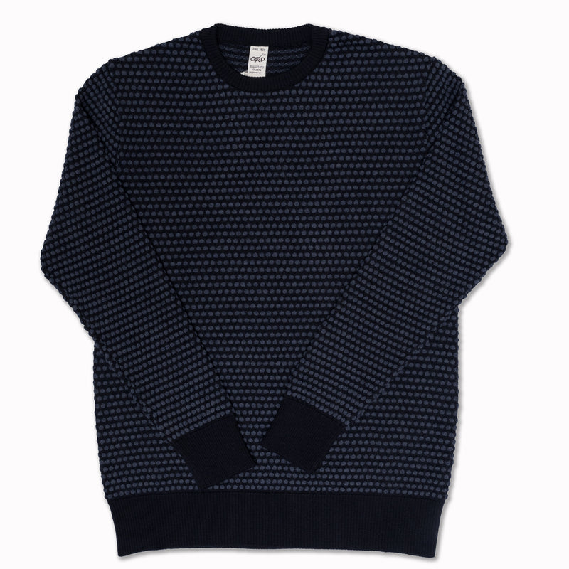 Crewneck Spot Knit in Night Blue Merino Wool
