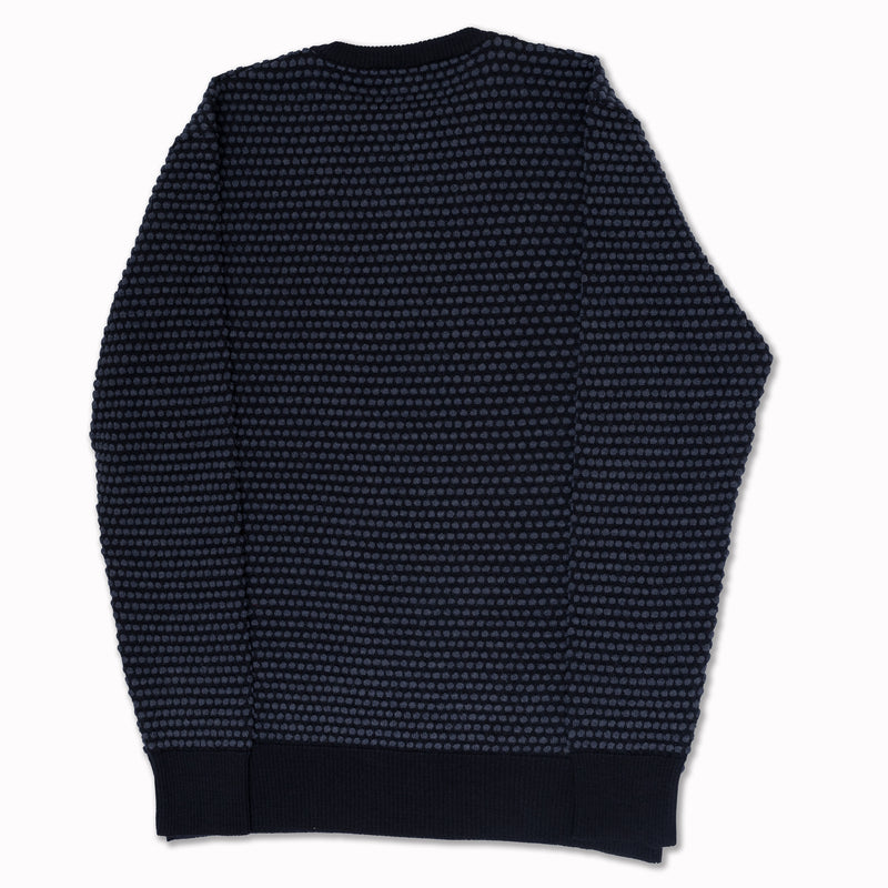 Crewneck Spot Knit in Night Blue Merino Wool