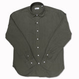 AAMBERES Round Collar Shirt in Military Green Cotton Twill