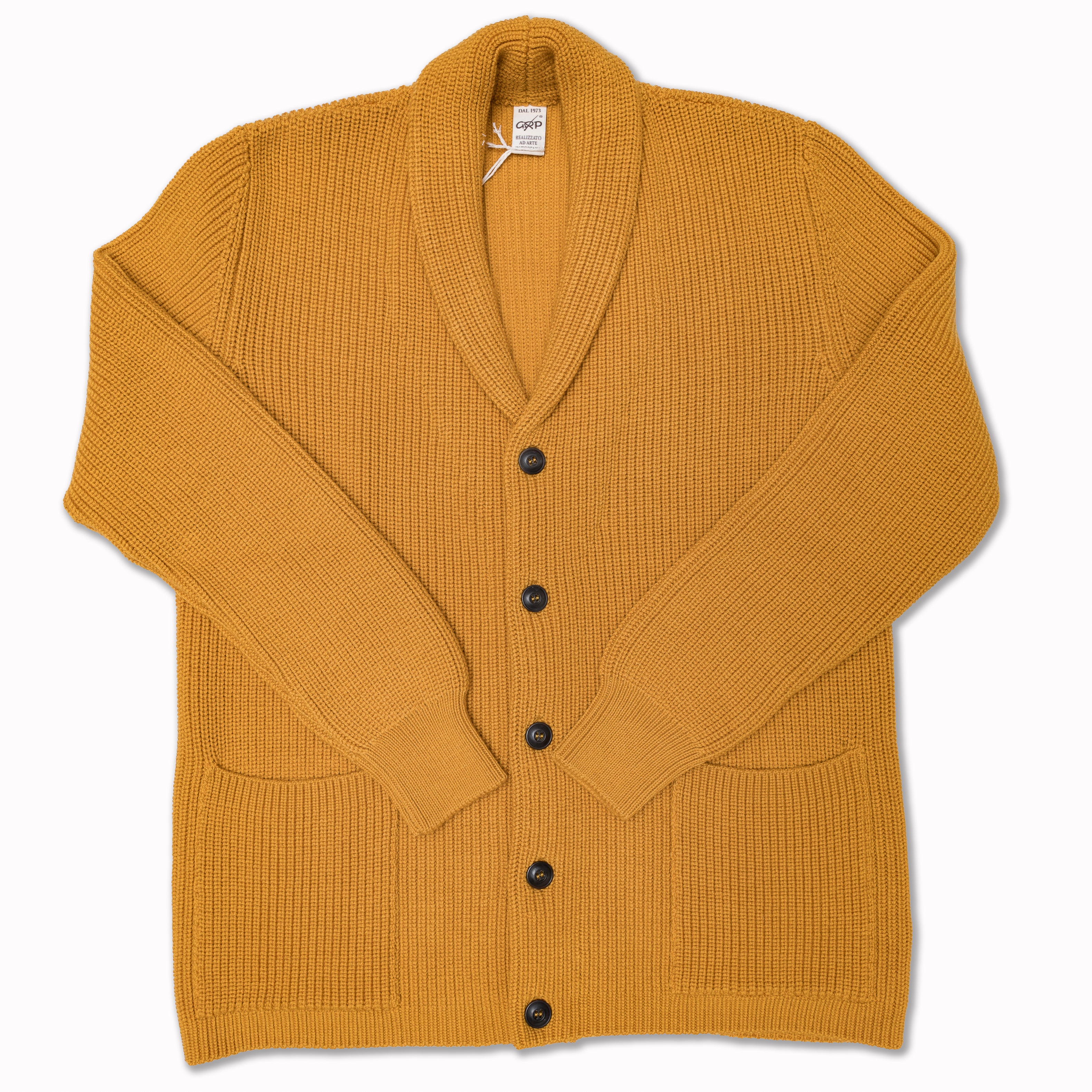 Shawl Collar Mustard Color Sweater Mens Recall Clothing Geneva GRP