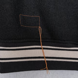 Oxford College Bomber Varsity Jacket in Black Wool and Horsehide Sleeves