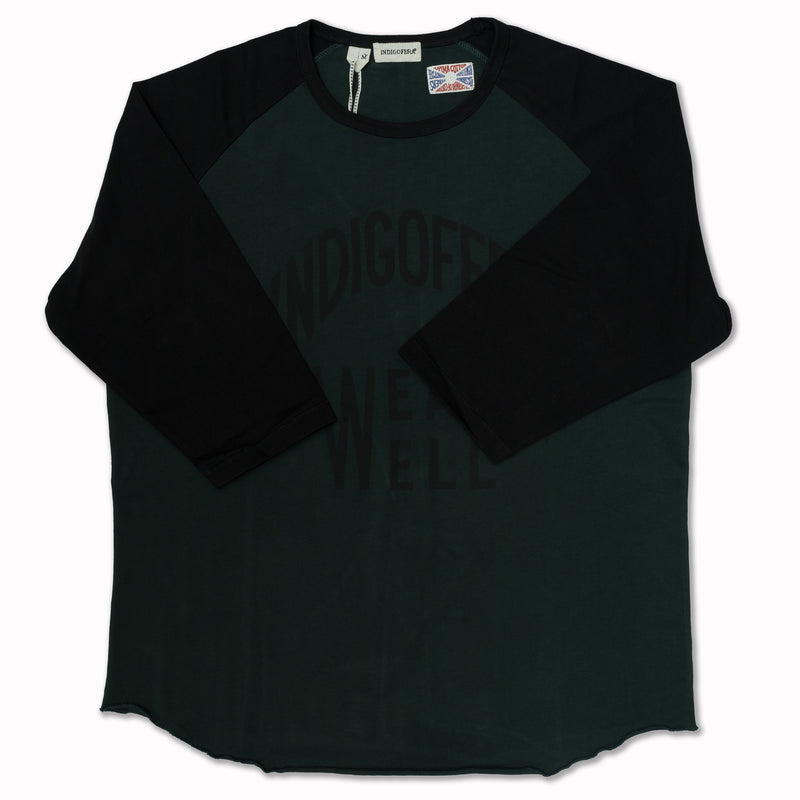Leon Raglan 3/4 Sleeves in Black and Phthalo Green "Wear Well"
