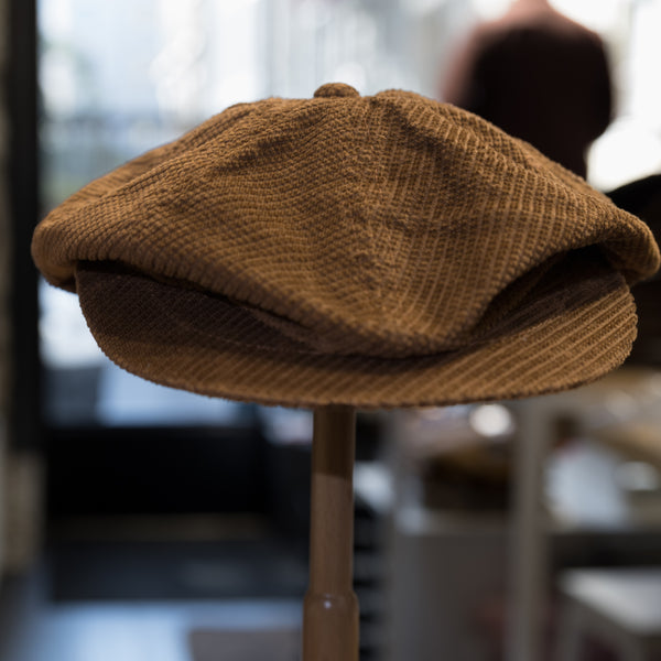 8 panels Newsboy cap in Brown Dobby Cotton (D-00709)