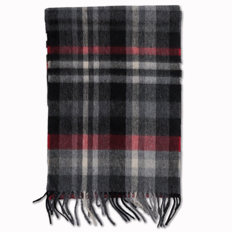 Wool/Cashmere Scarf in Red Plaid