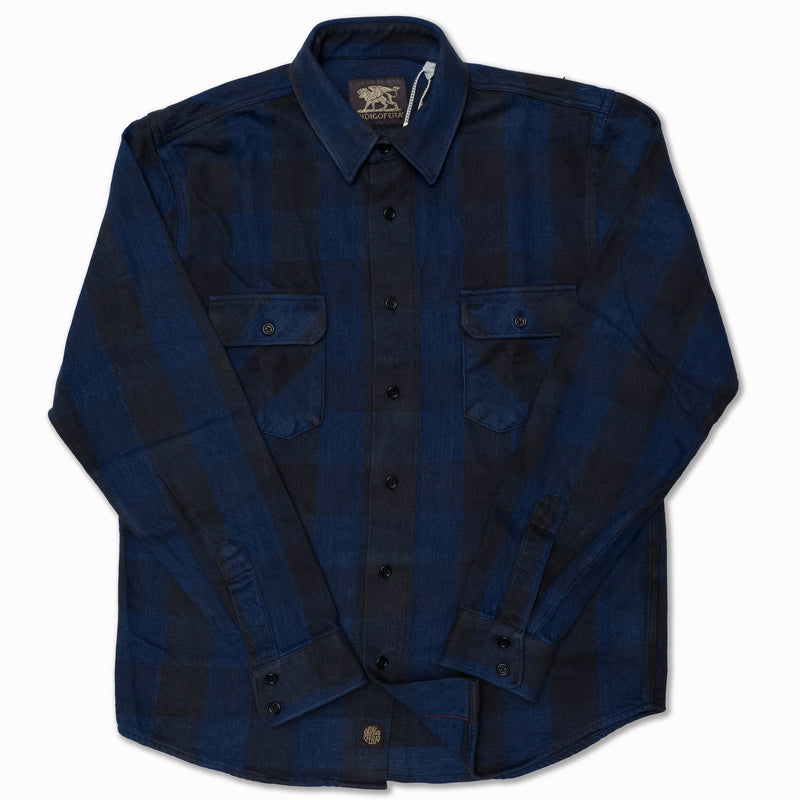 Norris Flannel Shirt in Selvedge Indigo/Black Buffalo Check