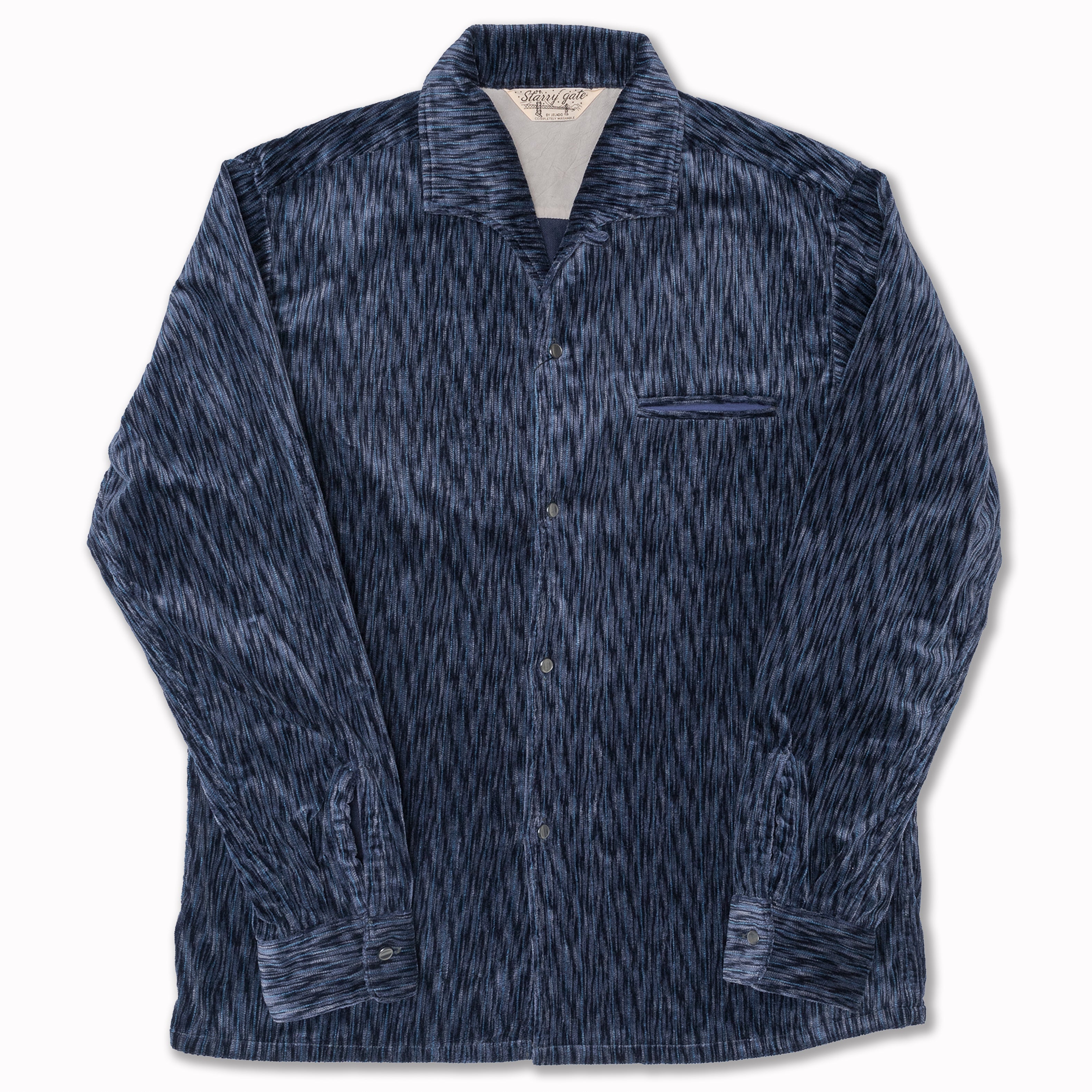 Vincent Shirt in Navy Overprinted Corduroy (SG81115)