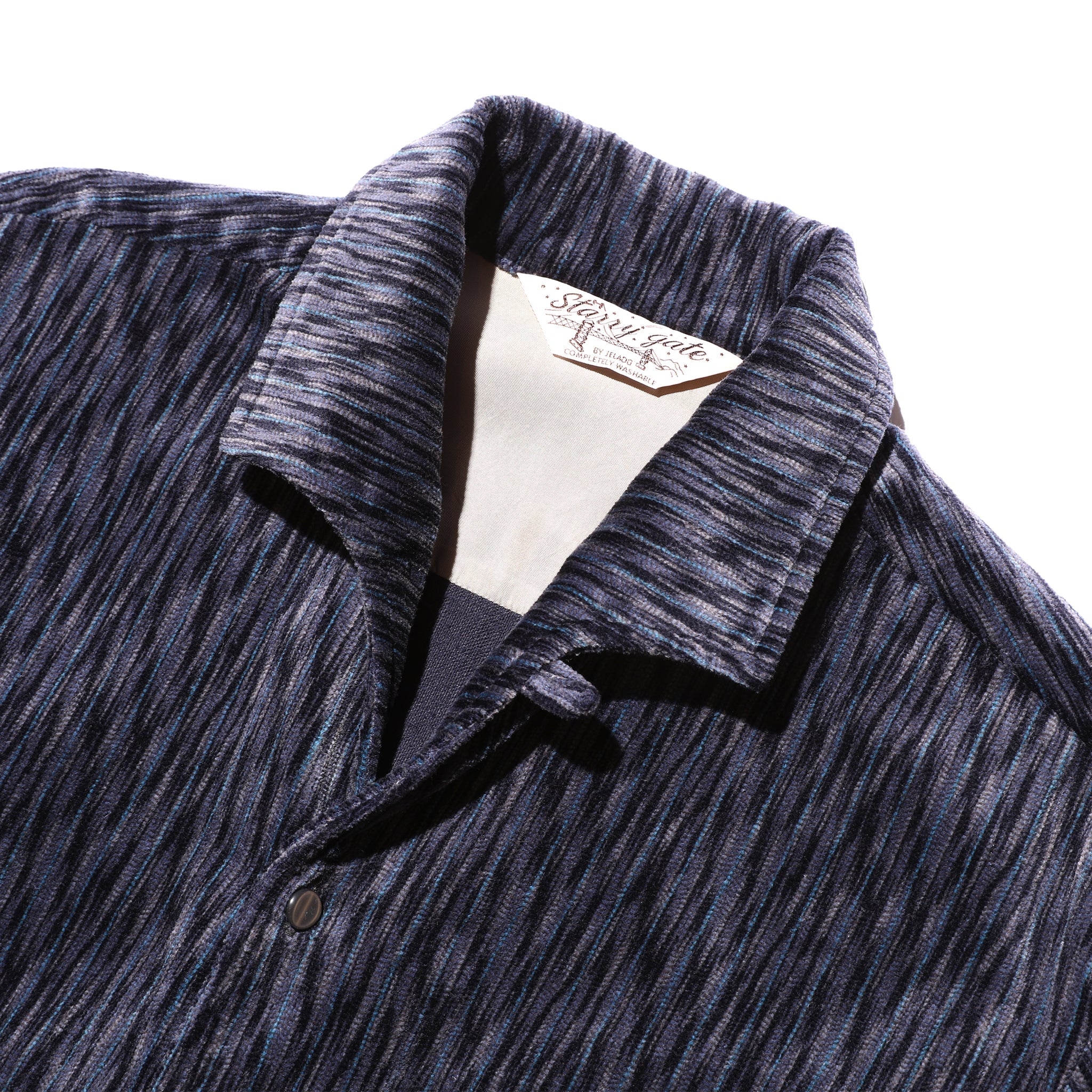 Vincent Shirt in Navy Overprinted Corduroy (SG81115)